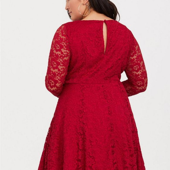 NWT Torrid Red Lace Skater Dress....Size: 14/16, Color: Red - Picture 9 of 10